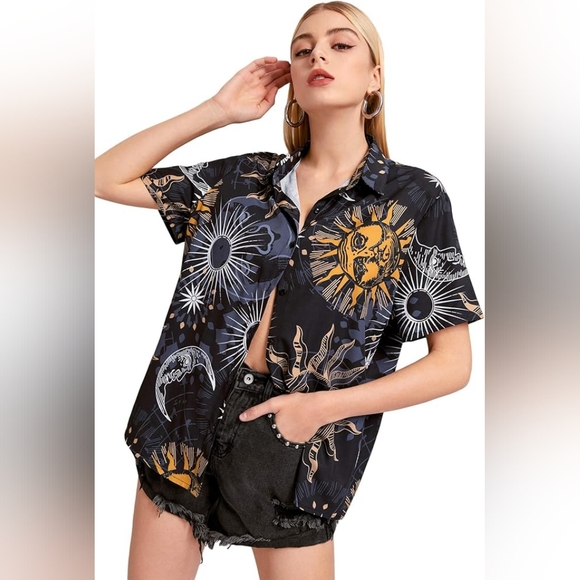 Women's Short Sleeve Button Down Shirt XL - Picture 1 of 6